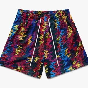 Men’s Graphic Basketball Shorts – Colorful Glitch Print Athletic Shorts
